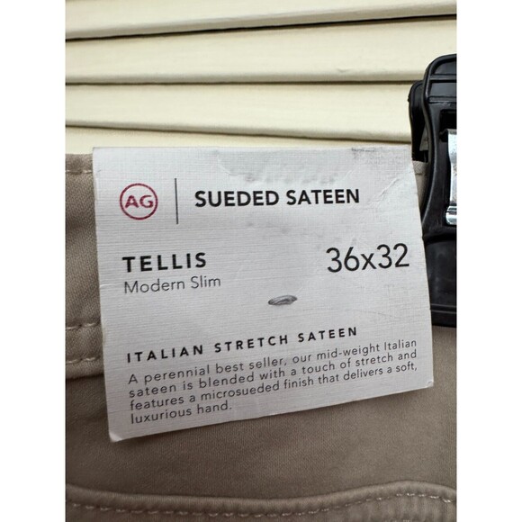 AG SUEDED SATEEN EVERETT SLIM STRAIGHT ITALIAN STRETCH SATEEN BROWN PANTS 36X32 - Picture 5 of 6